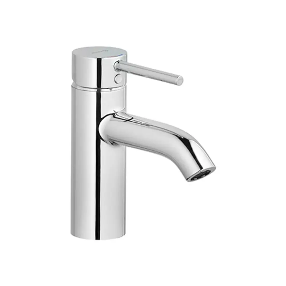 Waschtischarmatur in verchromtem Finish von Kludi mit einem schwenkbaren Auslauf und einem Bedienhebel oben. Design geeignet für moderne Badezimmeranwendungen.